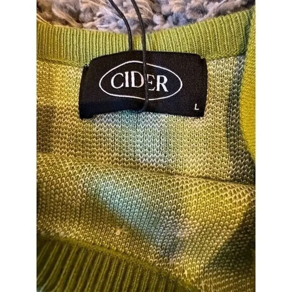 Cider Women's Green Checkered Knitted Plaid Cami Top Size L NWT